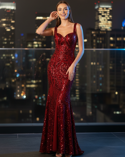 Das rote Glitzerkleid aus Baumwolle - Ansicht 3