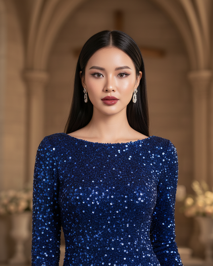 Royalblaues Glitzer Meerjungfraukleid - Ansicht 4