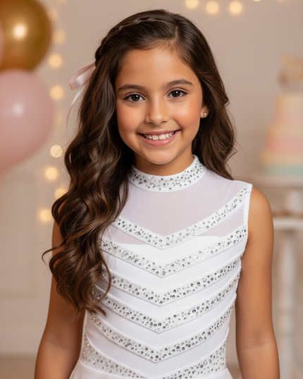 Satinweisses Glitzerkleid fur Madchen - Ansicht 4
