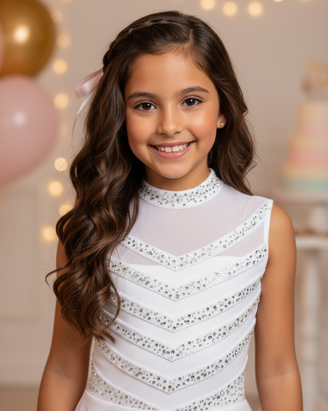 Satinweisses Glitzerkleid fur Madchen - Ansicht 4