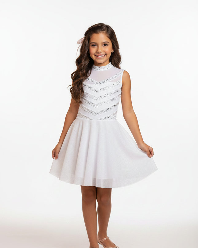 Satinweisses Glitzerkleid fur Madchen - Ansicht 5