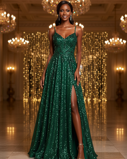 Das Schilfgruene Glitzerkleid in Gruen - Ansicht 1