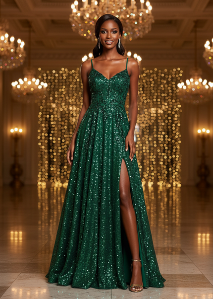 Das Schilfgruene Glitzerkleid in Gruen - Ansicht 1
