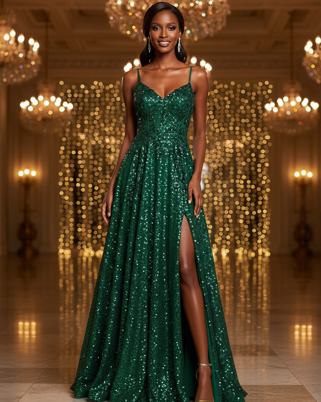 Das Schilfgruene Glitzerkleid in Gruen - Ansicht 1
