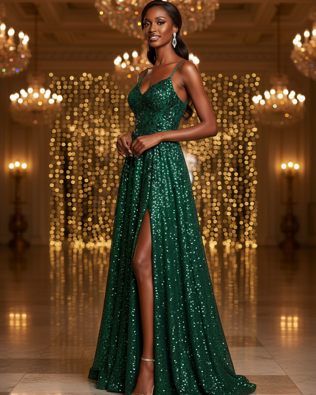 Das Schilfgruene Glitzerkleid in Gruen - Ansicht 3