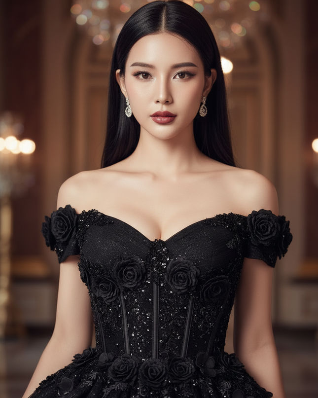 Schwarzes Glitzer Kleid Kurz Prinzessin - Ansicht 4