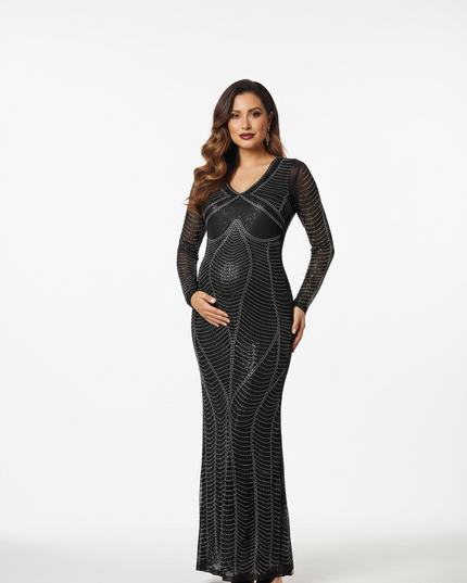 Schwarzes Glitzer Abendkleid Hochzeit - Ansicht 5