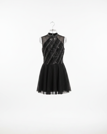 Schwarzes Glitzerkleid kurz fuer Maedchen - Ansicht 5