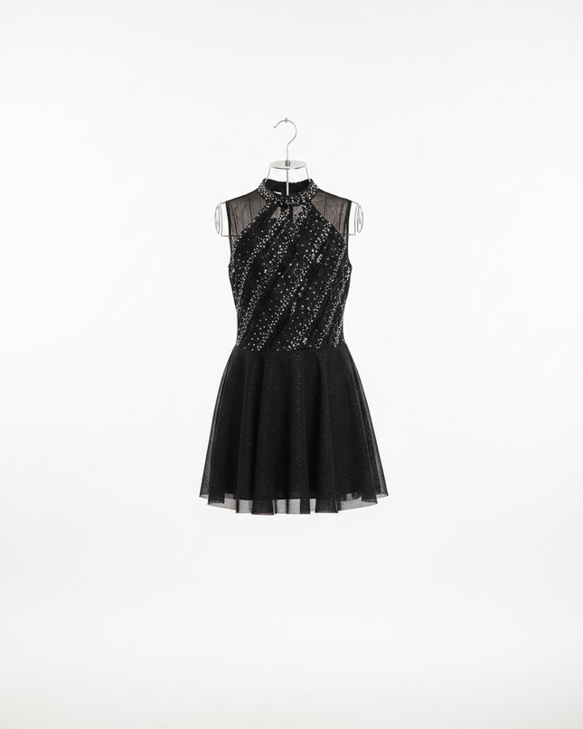 Schwarzes Glitzerkleid kurz fuer Maedchen - Ansicht 5