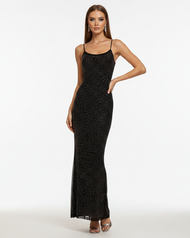 Schwarzes Glitzer Kleid Lang Elegant - Ansicht 5