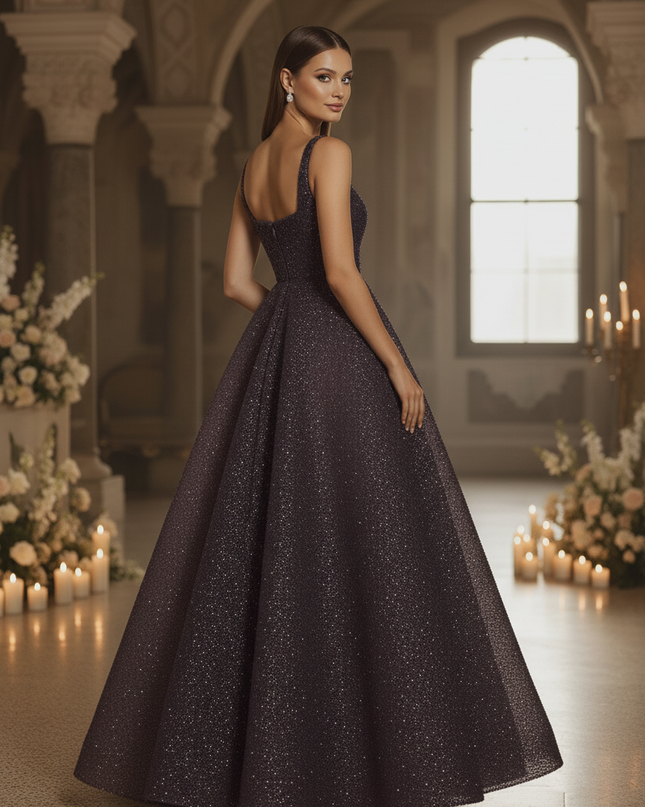 Schwarzes Glitzerkleid Prinzessin Lang - Ansicht 2