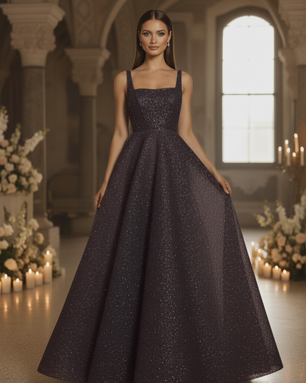 Schwarzes Glitzerkleid Prinzessin Lang - Ansicht 3