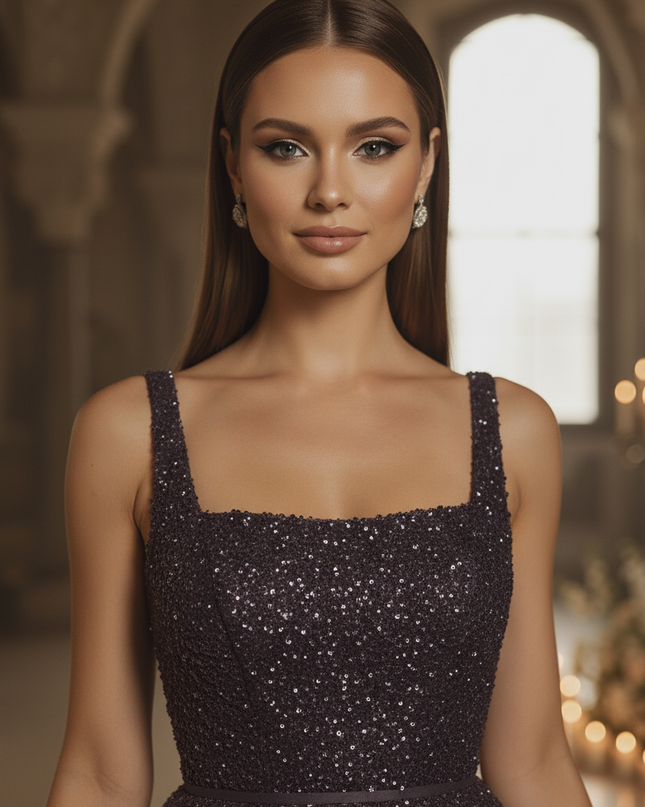 Schwarzes Glitzerkleid Prinzessin Lang - Ansicht 4
