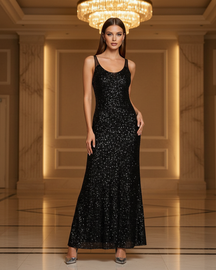 Glitzerkleid mit tiefem Rückenschnitt - Ansicht 1