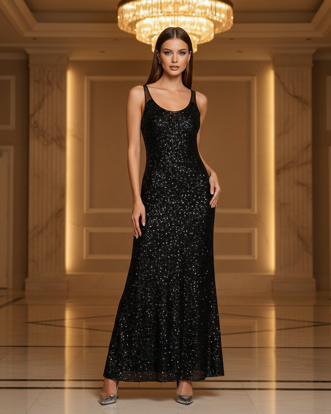 Glitzerkleid mit tiefem Rückenschnitt - Ansicht 1