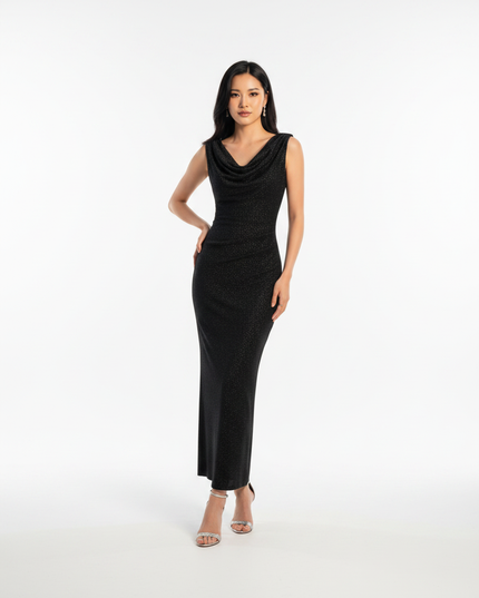 Trägerloses schwarzes Glitzerkleid - Ansicht 5