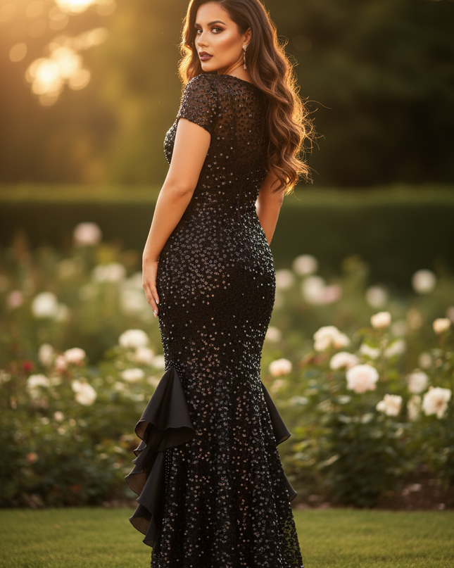 Pailletten-Glitzerkleid in Schwarz - Ansicht 2