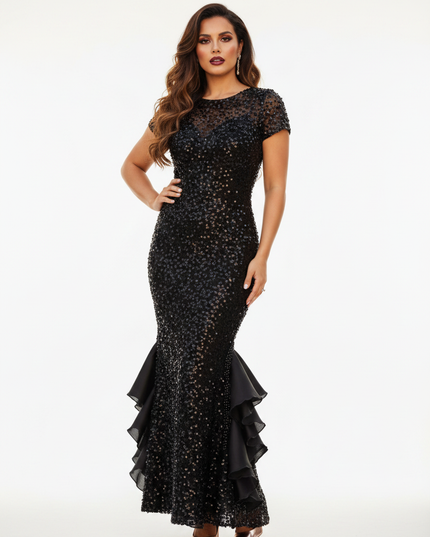 Pailletten-Glitzerkleid in Schwarz - Ansicht 5