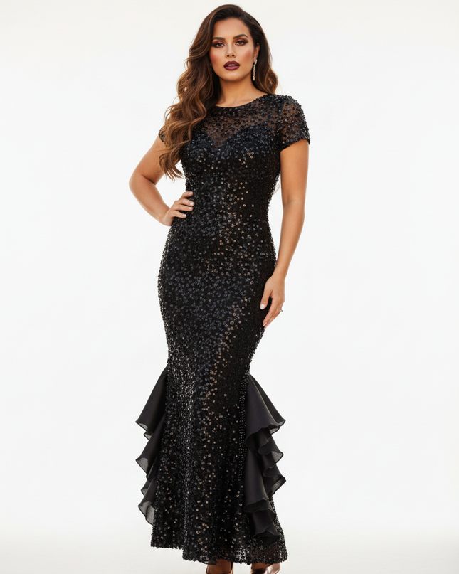 Pailletten-Glitzerkleid in Schwarz - Ansicht 5