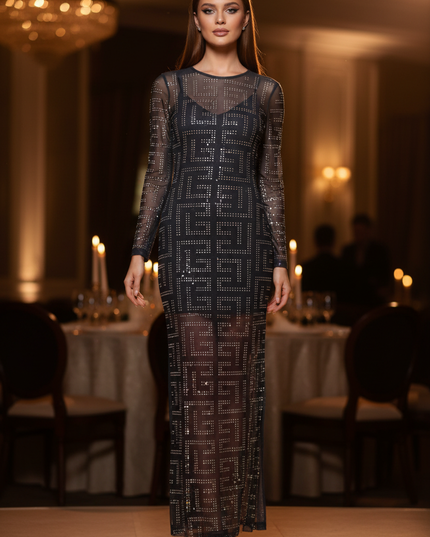 Schwarzes Glitzer Party Kleid - Ansicht 1