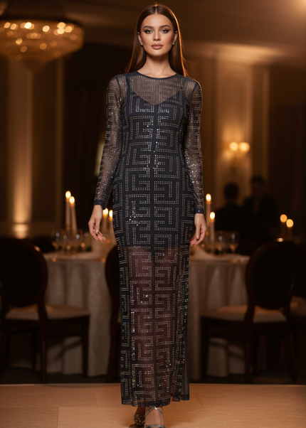 Schwarzes Glitzer Party Kleid - Ansicht 1