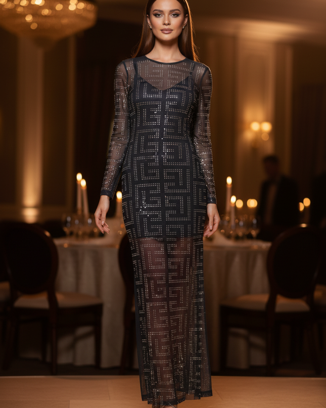 Schwarzes Glitzer Party Kleid - Ansicht 3