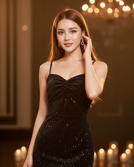 Das Abschluss Glitzerkleid in Schwarz - Ansicht 4