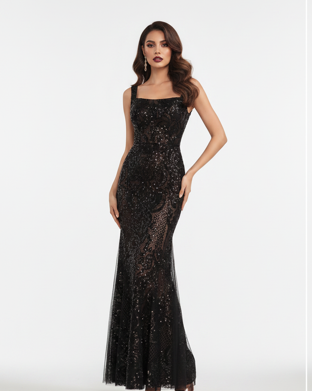 Kleid mit Gold-Glitzer in Schwarz - Ansicht 5