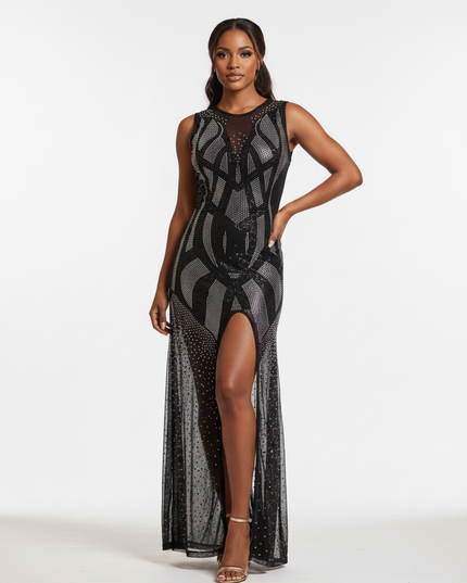 Schwarzes Pailletten Kleid Lang - Ansicht 5