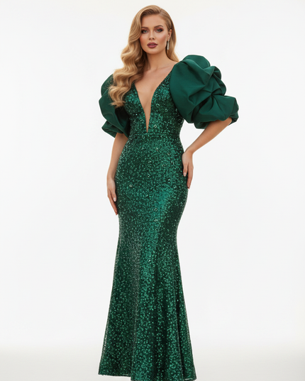 Smaragdgrun strahlendes Abendkleid - Ansicht 5