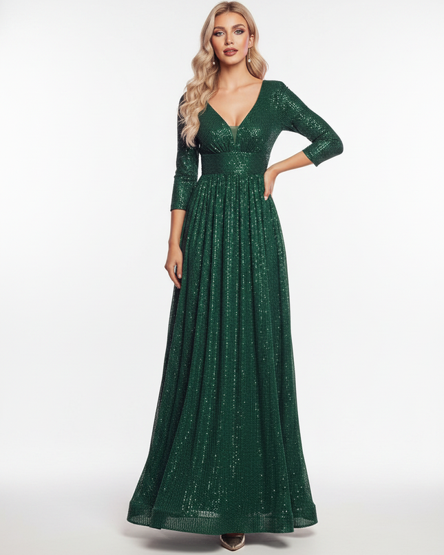 Tannengruenes Glitzerkleid Langarm - Ansicht 5