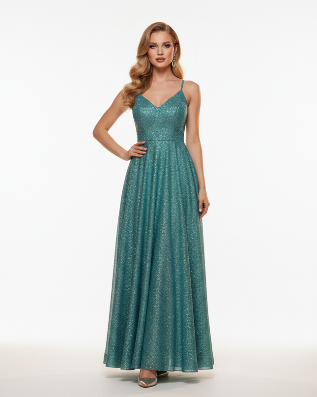 Tuerkisfarbenes Pailletten-Kleid - Ansicht 5