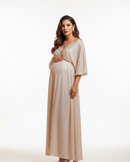 Umstandskleid Glitzer Champagner Babybauch | Shop - Ansicht 5