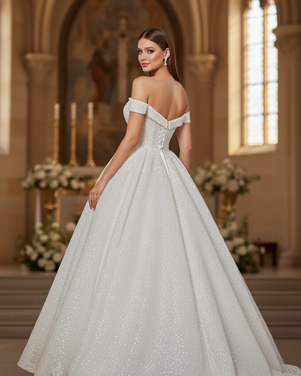 Weisses Glitzer Prinzessin Kleid - Ansicht 2