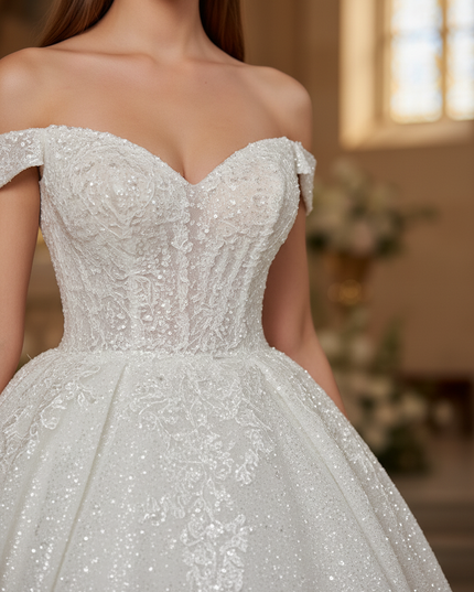 Weisses Glitzer Prinzessin Kleid - Ansicht 4