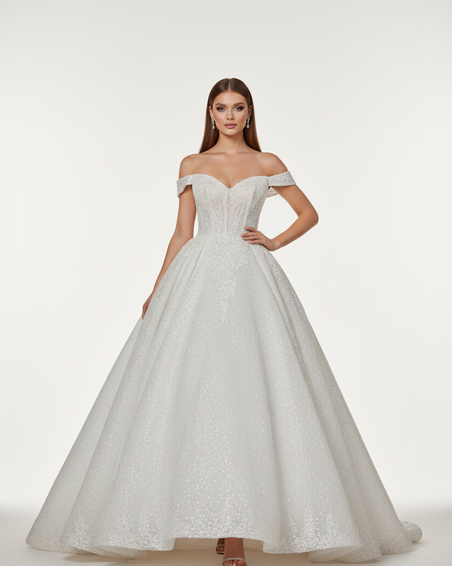 Weisses Glitzer Prinzessin Kleid - Ansicht 5