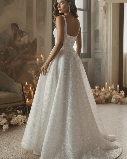 Weißes Glitzerkleid Brautstil - Ansicht 2