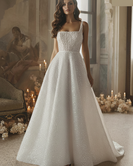 Weißes Glitzerkleid Brautstil - Ansicht 3