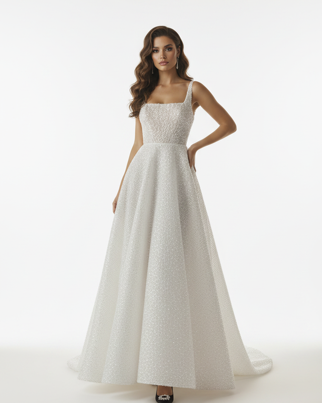 Weißes Glitzerkleid Brautstil - Ansicht 5